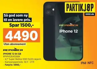 POWER REPOWER IPHONE 12 64 GB RPIPH1264GBBK tilbud