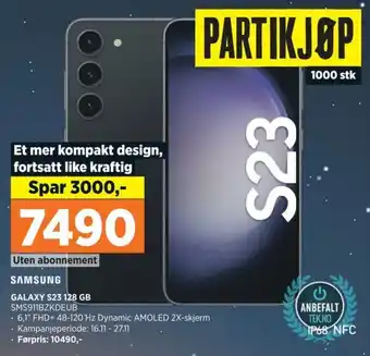POWER SAMSUNG GALAXY S23 128 GB SMS911BZKDEUB tilbud