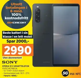 POWER SONY XPERIA 10 V SMARTTELEFON XQDC54COBEUK tilbud