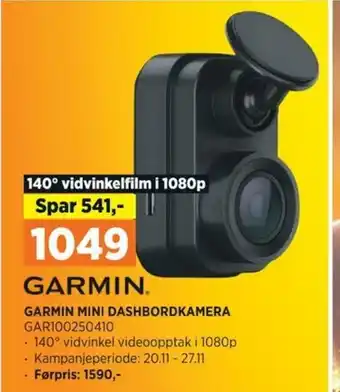 POWER GARMIN MINI DASHBORDKAMERA tilbud