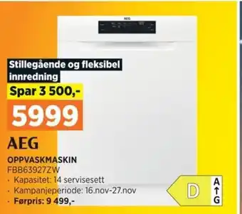 POWER AEG OPPVASKMASKIN FBB63927ZW tilbud