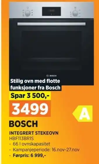 POWER BOSCH INTEGRERT STEKEOVN HBF113BRIS tilbud