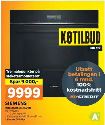 POWER SIEMENS INTEGRERT STEKEOVN tilbud