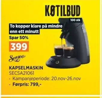 POWER KAPSELMASKIN SECSA21061 tilbud