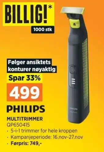 POWER PHILIPS MULTITRIMMER QP650415 tilbud