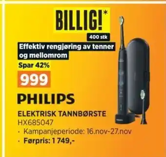 POWER PHILIPS ELEKTRISK TANNBØRSTE tilbud