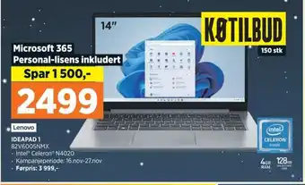 POWER Lenovo IDEAPAD 1 82V6005NMX tilbud