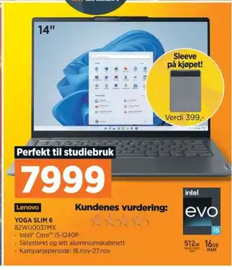 POWER Lenovo YOGA SLIM 6 82WU0037MX tilbud