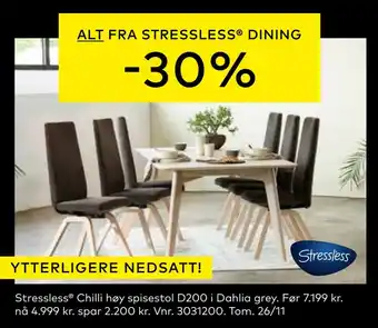 Skeidar Stressless chilli høy spisestol tilbud