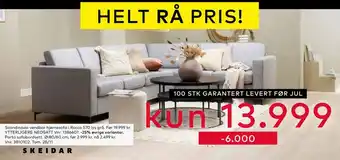 Skeidar Scandinavia vendbar hjørnesofa i rocco 570 lys grå tilbud