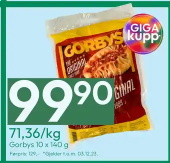 Gigaboks Gorbys 10 x 140 g tilbud