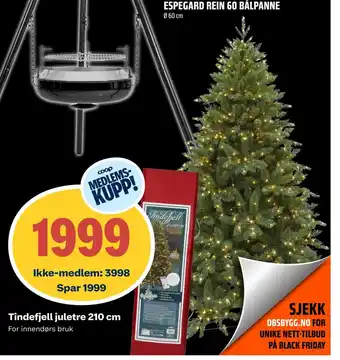Obs Bygg Tindefjell juletre 210 cm tilbud