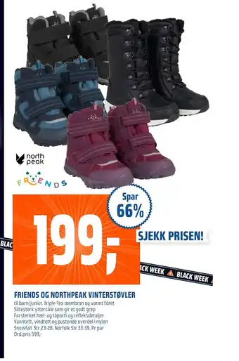 Coop Obs Friends og northpeak vinterstøvler tilbud