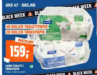 Coop Obs Lambi toalett-/ tørkepapir tilbud