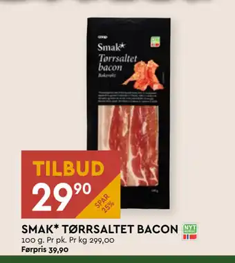Coop Mega Smak* tørrsaltet bacon tilbud