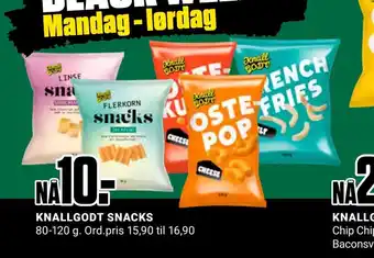 Europris Knallgodt snacks tilbud
