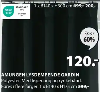 JYSK Amungen lysdempende gardin tilbud