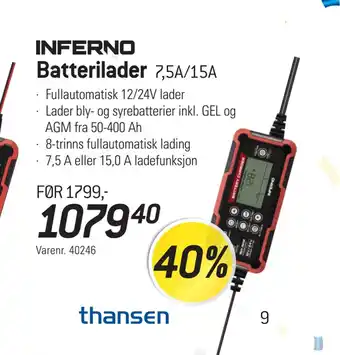 Thansen Batterilader tilbud