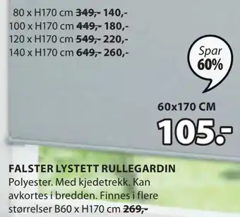 JYSK Falster lystett rullegardin tilbud