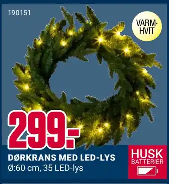 Europris Dørkrans med led-lys tilbud