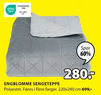 JYSK Engblomme sengeteppe tilbud