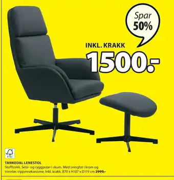 JYSK Tankedal lenestol tilbud