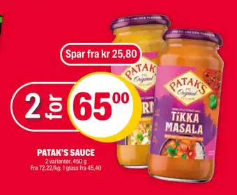 Coop Extra Patak’s sauce tilbud