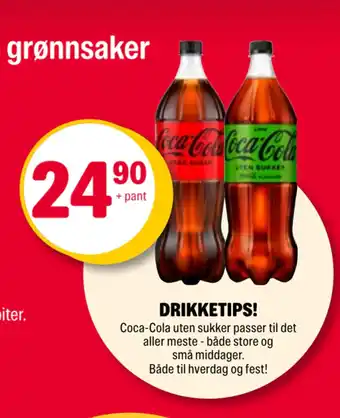 Coop Extra Coca-cola uten sukker tilbud