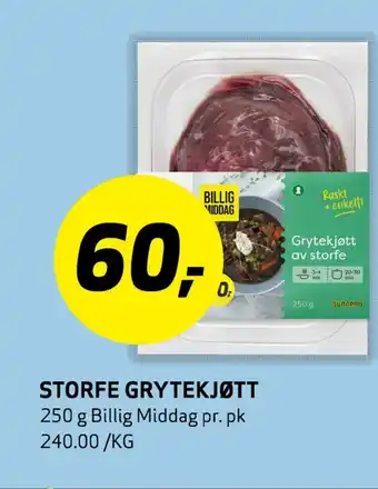 Bunnpris Storfe grytekjøtt tilbud