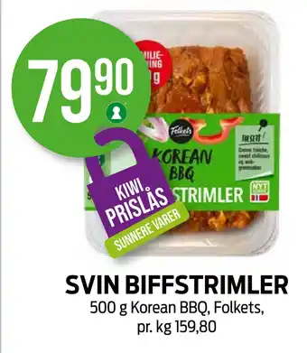 Kiwi Svin biffstrimler tilbud