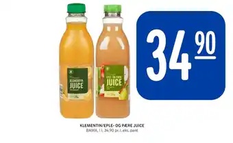 Rema 1000 Klementin/eple- og pære juice tilbud