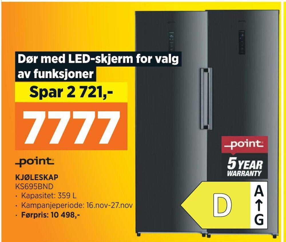 POWER Kjøleskap tilbud