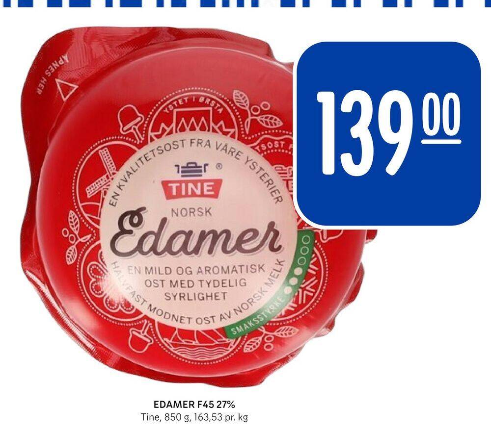 Rema 1000 Edamer f45 27% tilbud