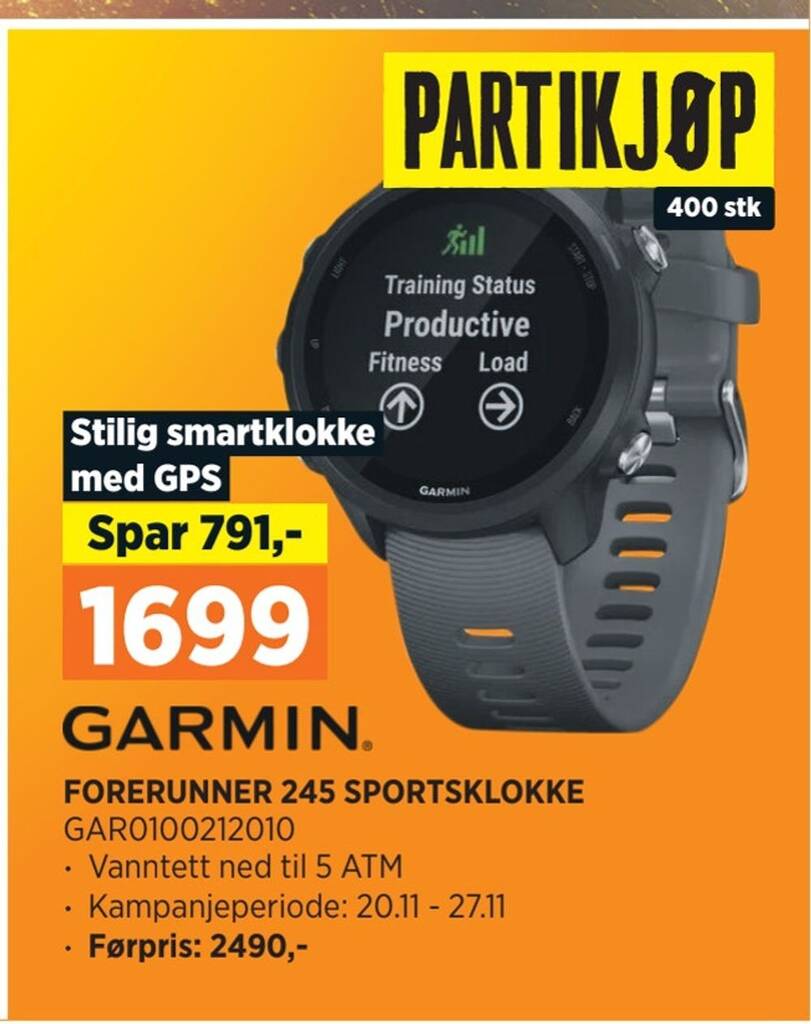POWER Forerunner 245 sportsklokke tilbud