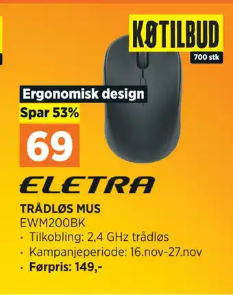 POWER Trådløs mus tilbud