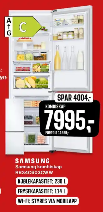 Skousen Samsung kombiskap rb34c603cww tilbud