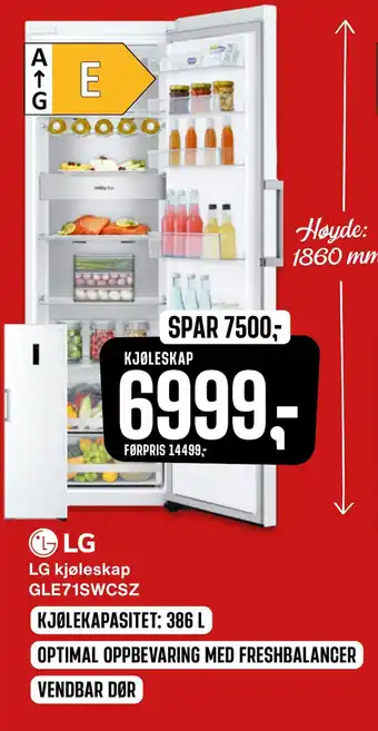 Skousen Lg kjøleskap gle71swcsz tilbud