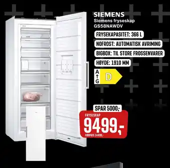 Skousen Siemens fryseskap tilbud