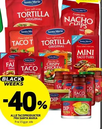 Bunnpris ALLE TACOPRODUKTER FRA SANTA MARIA tilbud
