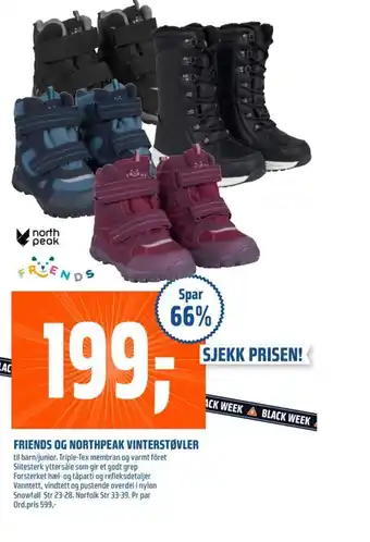 Coop Obs FRIENDS OG NORTHPEAK VINTERSTØVLER tilbud