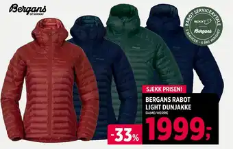Sport 1 BERGANS RABOT LIGHT DUNJAKKE tilbud