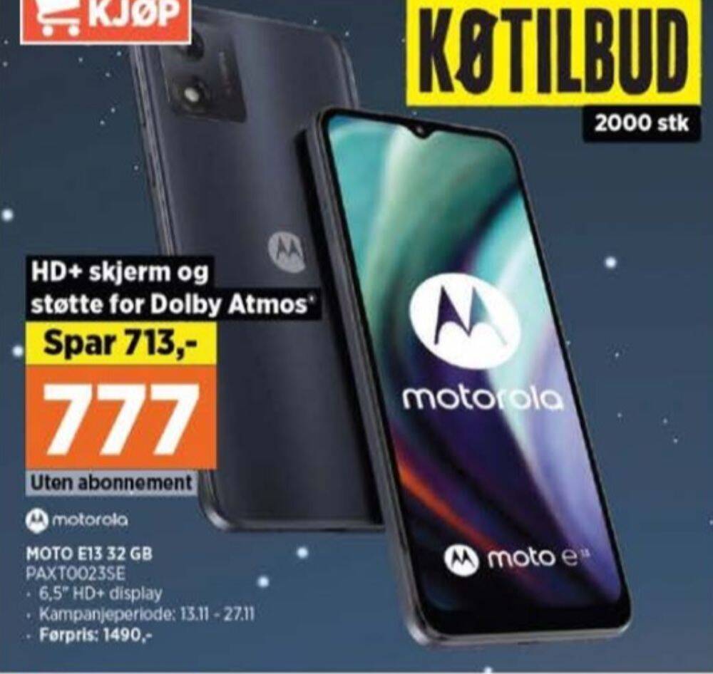 POWER Moto e13 mobiltelefon tilbud