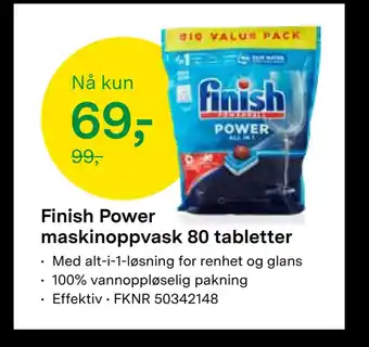 Felleskjøpet Finish power maskinoppvask 80 tabletter tilbud