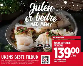 Meny ÅRETS LUTEFISK AV SKREI tilbud