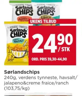 Meny Sørlandschips tilbud