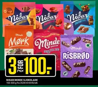 Europris NIDAR/MINDE SJOKOLADE tilbud