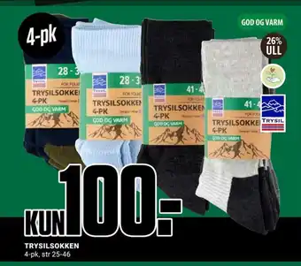 Europris TRYSILSOKKEN 4-pk, str 25-46 tilbud