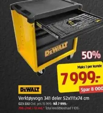 DEWALT Verktøyvogn 341 deler 52x111x74 cm