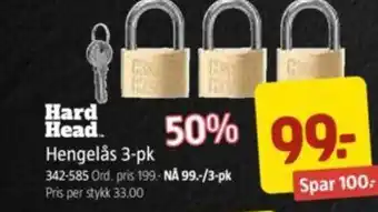 Jula Hard Head Hengelås 3-pk tilbud