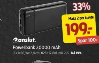 Jula Powerbank 20000 mAh tilbud